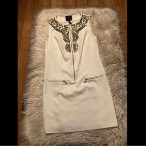 Laundry by Shelli Segal Bejeweled Embellished Egypt Creme Sheath Dress size 2